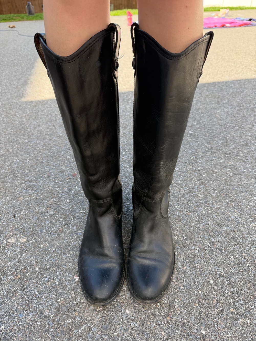 Frye Black Leather Riding Boots